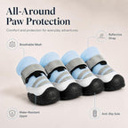 Dog Boots, Waterproof Dog Shoes with Reflective Straps, Rugged Anti-Slip Sole Paw Protectors for Medium Large Dogs, Breathable Pet Booties for Hot Pavement, Snow, Hiking, 4Pcs