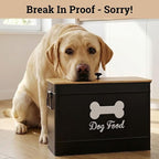 Metal Dog Food Container 15-20 lbs w/ Airtight Bamboo Lid, 70 Cup Capacity | Pet Jar For Dogs up to 100lbs, Airtight Bamboo Lid, Sturdy Comfortable Metal Handle, Powder Coated Iron, Kibble Storage Bin