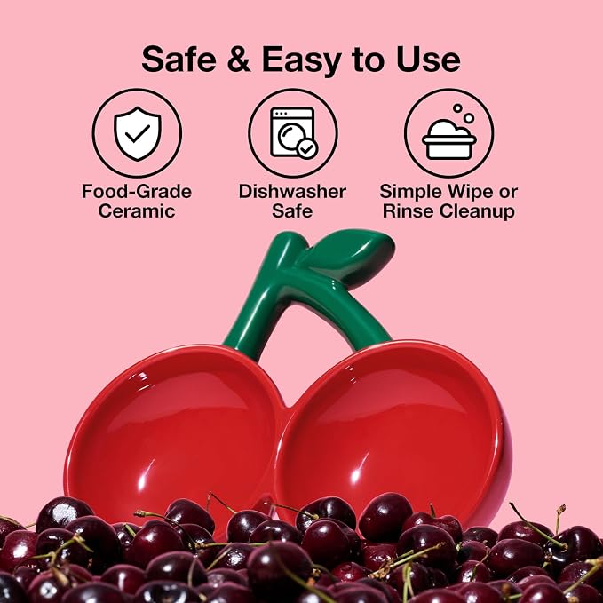 VETRESKA Ceramic Pet Bowl, Tilted Design Pet Feeder for Food and Water | Anti Vomit Cat Bowls for Indoor Cats Cute Cherry Cat Bowl Dishwasher Safe