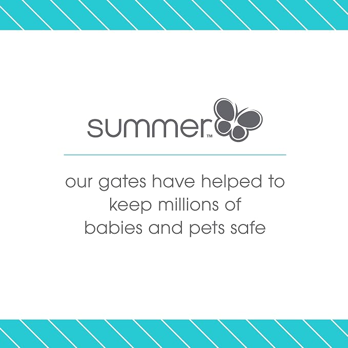Summer Infant Anywhere Decorative Walk-Thru Pet and Baby Gate, 28” - 42.5” Wide, 30" Tall, Pressure Mounted, Insall In-between Rooms and Doorways, Walnut Wood with Metal Charcoal Accents