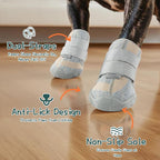 Dog Shoes for Medium Dogs, Outdoor Dog Boots & Paw Protectors for Hot Pavement, Winter Snow Hiking, Breathable Dog Booties, Indoor Hardfloors Anti Slip Sole White Size 6