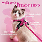 rabbitgoo Cat Harness and Leash Set, Escape Proof Vest, Rose Red | Soft Breathable Mesh, Easy Adjustable Fit, Snap Buckles, Sturdy Clip, Reflective Strips, for Kittens & Small Cats Walks, Xxs