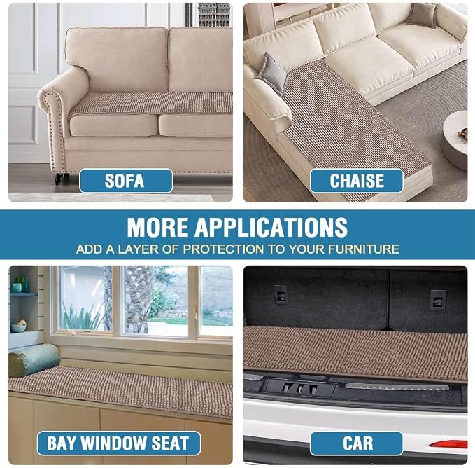 H.VERSAILTEX Plush Chenille Couch Cover for 3 Cushion Couch Anti Slip Washable Sofa Slipcovers Soft and Durable Furniture Protector for Dogs Cats Kids (27.5" x 59", Cuban Sand)