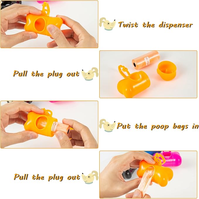 Arroyner 40 Pack Bone Shaped Poop Bag Dispenser Pet Waste Disposal Bag Dispenser (Random Color)