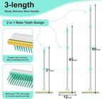 Carpet Rake for Pet Hair Removal - 60" Adjustable Long Handle Carpet Rake, 3 in 1 Reusable Pet Hair Removal Tool Kit, Cat Dog Fur Rakes Scraper Carpet Broom (White)