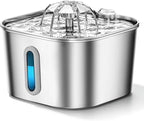 Cat Water Fountain Stainless Steel 74oz/2.2L with 3 Filters & 3 Sponges | Indoor Pet Water Dispenser-Automatic Silent Small Dog Fountains for Drinking-Auto Metal Watering Bowls-Gifts for Kitty Animal