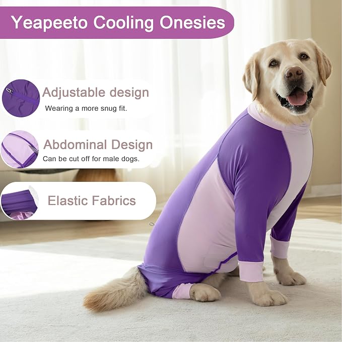 Dog Sun Protection Cooling Suit UPF 50+, Quick-Dry Breathable Jumpsuit for Large & Medium Dogs, Outdoor Dirt-Resistant Shedding Control Pet Apparel (Berry Purple, 4X-Large)