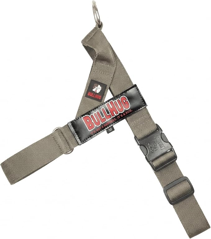 BULLHUG Adjustable Dog Harness– No Pull, No Choke – for English Bulldogs, French Bulldogs, Pugs & Broad-Chested Breeds – Easy, Safe Walks (Taupe, Large)