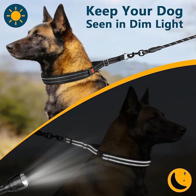 Crazy Felix No Pull Martingale Collar for Large Medium Small Dogs to Train | Walking Collar with Buckle Anti Pull, Fit Pitbull German Shepherd Doberman, Reflective (Black, S-Neck 11-13", 1" Wide)