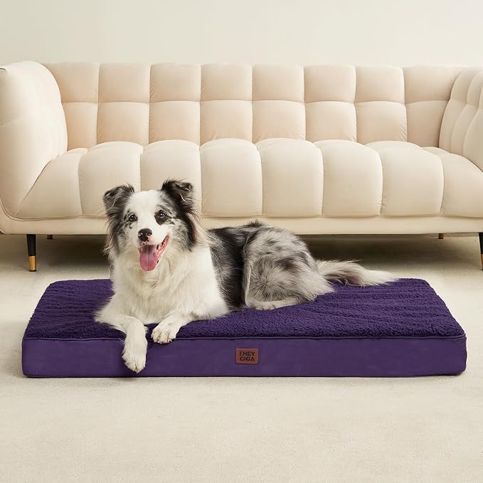 EHEYCIGA Orthopedic Dog Bed Extra Large with Removable Washable Cover,44x32 | Egg Crate Foam Support,Durable Oxford fabric,Non-Slip Bottom,Machine Washable,Soft Waterproof Plush Pet Bed Mat For Crate