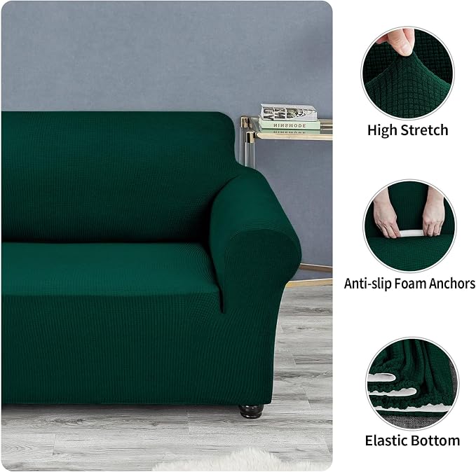 Joccun Stretch Loveseat Couch Cover Slipcover, Hunter | 1-Piece Sofa Cover (55"-78"), 2 Cushion Spandex Jacquard Washable Furniture Cover for Living Room,Kids,Pets