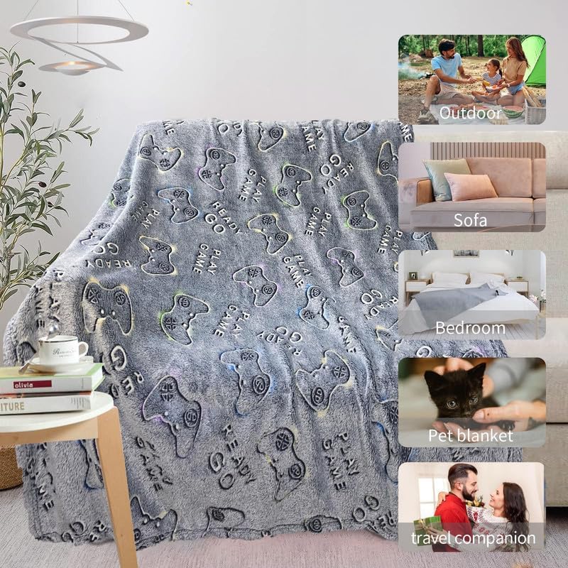 COMFAR Glow in The Dark Gamer Blanket, Gaming Blanket for Boys/Men 40"x 50" - Cool Gamer Gifts for Men, Women, Teen Boys/Girls - Image 7