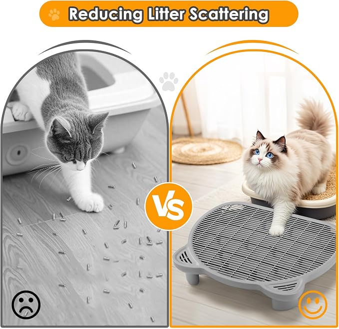 Litter Catching Step for Cat Litter Box, Litter Trap Stool for Automatic Litter Box Self Cleaning, Litter Collection Stairs, Litter Catcher Ramp for Old Geriatric Senior Cat or Kitten