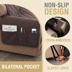 H.VERSAILTEX 100% Waterproof Arm Chair Covers Modern Sofa Chair Covers for Pets Stay in Place Furniture Protector with Elastic Straps(Chair,Chocolate/Beige)