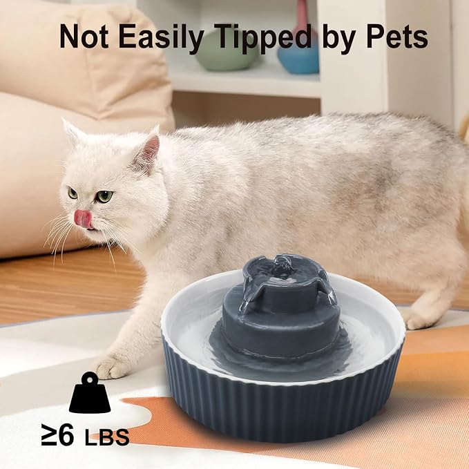 Lawfery Ceramic Cat Water Fountain, 2.1L/71oz Cupcake Pet Fountain | 3 Carbon Filters, 2 Quiet Pumps, Heavy Ceramic Body, and 360° Drinking Area, Drinking Bowl for Indoor Cats and Small Dogs
