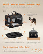 Feandrea Collapsible Soft Dog Crate, Portable Travel, 32 Inches | Dog Carrier Kennel with Safety Zippers for Living Room, Car, Travelling, Black UPDC80H