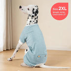 KYEESE Dog Pajamas, Striped Pet PJS Lightweight Doggie Jammies, 4 Legs Outfit Soft Dog Pajamas, Cozy Pet Clothes Onesie, Comfortable PJS for Large Dogs, Green Striped, 3XL