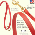Viper Biothane K9 Working Dog Leash Waterproof Lead for Tracking Training Schutzhund Odor-Proof Long Line with Solid Brass Snap for Puppy Medium and Large Dogs 4ft, Cherry Red