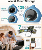 ZUMIMALL Pet Camera with Laser Toy, 2K WiFi Dog Cat Camera with Phone App | Features auto tracking, AI/PIR smart pet detection, 2-way talk, privacy protection, 2k camera with laser, Supports Alexa