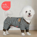 KYEESE Dog Pajamas, Warm Pets Sleepwear Pets Jumpsuit, Soft Pet Clothes Pet Onesie with 4 Legs, Lightweight Dogs PJS Dog Pajamas for Small Dogs, Blue Striped, L