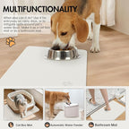 Newest Diatomite Stone Pet Feeding Mat for Dog&Cat–Super Absorbent Diatomite Fast Drying Stone Dog Food Mat, Quick Dry Dog Mats for Food and Water with Non-Slip Pad (24×16'', Off White, Square)