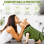 2 Packs Breathable Cotton Dog Recovery Suit for After Neuter Spay Abdominal Wounds Protector, Professional Anti-Licking Onesies for Male Female Pets Surgery Bandages, L Blue & Green Stripes