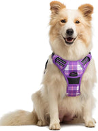 rabbitgoo Dog Harness, No Pull Medium Sized with 2 Leash Clips, Pet Vest | No Choke with Handle, Adjustable Soft Padded, Reflective, Easy Control for Walking, Purple Plaid, Medium