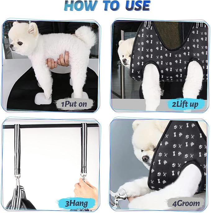 ATESON Pet Dog Grooming Hammock Harness for Grooming (XL 80lb), Dog Sling Holder for Clipping Nails with Clippers, Pet Comb