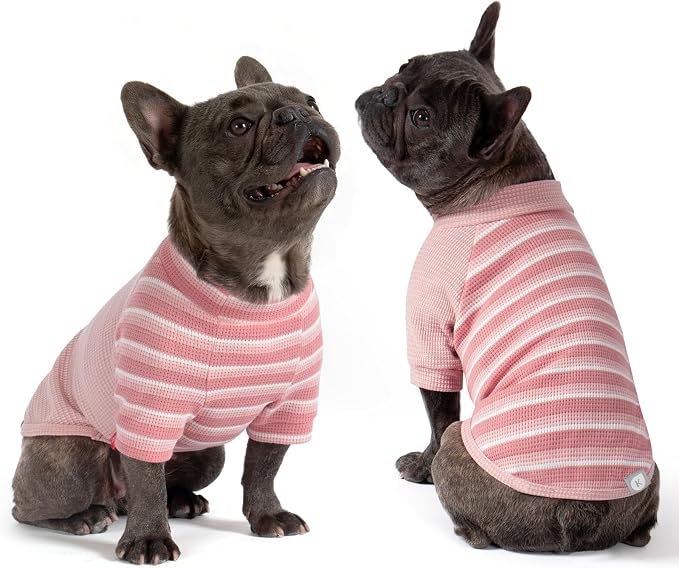 KYEESE 2Pack Waffle Dog Shirt with Sleeves Soft Striped Dog Sweater | Turtleneck, Cozy Warmth. Lightweight & Breathable, Gentle on Sensitive Skin, Free to Move, Comfortable Daily Wear
