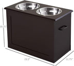 PawHut Raised Pet Feeding Storage Station for Large Dogs, Coffee | with2 Stainless Steel Bowls Base for Other Large Pets