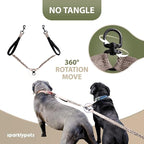 SparklyPets Hands Free Double Dog Leash – Dual Leash for Medium and Large Breeds – Lead for 2 Dogs with Padded Handles, Reflective Stitches, No Pull, Tangle Free (Brown)