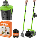 Pupzle Dog Pooper Scooper with Bag Attachment, 40" Long Handle Dog Scooper | Dog Poop Scoop for Yard, Large Capacity Swivel Bin and Rake Pooper Scooper, Lavender Scented Bags for Large Dogs (Green)