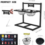 ADENGL 9 Height Adjustable Dog Bowl Stand with Two 1.7L Stainless Steel, Slow Feeder Bowls and Nonslip Pad, Perfect for Medium and Large Dogs