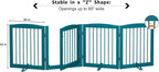 PUPETPO Freestanding Dog Gate with Door, Pet Gate for Stairs, 80 inch Wide Pet Barrier Indoor, Dog Fences Indoor, Support Feet Included, 4 Panels, 24" Tall, Blue