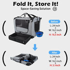 Prutapet Large Cat Carrier 24"x16.5"x16.5" Soft-Sided Portable Pet Crate for Car Traveling with Collapsible Litter Box and Bowl