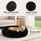 MIXJOY Orthopedic Dog Bed Comfortable Donut Cuddler Round Pet Beds Ultra Soft Washable Dog and Cat Cushion (20''/23''/30'') (30'', Black)