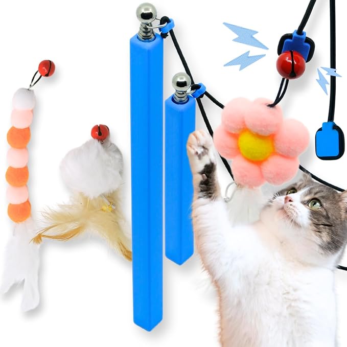 Magnetic Catch Wand (Combo 24" & 40") Cat Toy – Interactive Telescoping Wand for Indoor Cats and Kittens, Magnetic Easy Catch & Release, Durable Enrichment Toy with 3 Lures