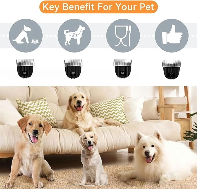 Replacement Blade for nebot P1 Pro Pet Grooming Kit & Vacuum Size-5F | Cut Length 1/4”(6.3mm),2 Pack