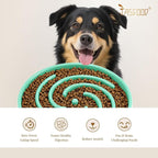JASGOOD Slow Feeder Dogs Bowl for Medium Dogs,Anti-Gulping Pet Slower Food Feeding Bowls Stop Bloat,Preventing Choking Healthy Design Dogs Bowl, O-Pea Green