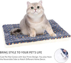 Mora Pets Cat Bed Ultra Soft Dog Crate Pad Star Print 14 x 17.5 inch Blue | Washable Crate Mat for Small Dogs and Indoor Cats, Reversible Fleece Dog Kennel Pad, Flat Pet Bed, Cat Carrier Mat