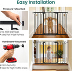 Cumbor 36" Extra Tall Baby Gate for Stairs, 30.4-56.8" Extra Wide Dog Gate Indoor, Dual Lock & Self-Closing Child Gate for Doorways, Hallways & Large Opening, Safety Baby Proofing for the House, Black