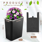 Jingmore Dog Poop Trash Can Outside 3.96 Gal/ 15 L Plant Styled Dog Waste Trash Can with Lid 50 Waste Bags Outdoor Indoor Poop Container Slim Garbage Bin for Yard Garden Pet(Purple Flower Black)