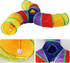 Bemodst S-Type Cat Tunnel, 2 Way/3 Way/4 Way/5 Way Collapsible S-Shape Small Animal Tubes Kitty Tunnels Interactive Maze House Toy with Storage Bag for Kitten Puppy Rabbit Guinea Pig (Rainbow-3 Way)