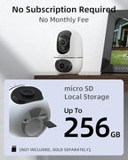 VIRTAVO Pet Camera Indoor No Subscription 2 Pack, for Dog Cat Baby | Dual Lens Dual View, 360° PTZ, Auto Motion Tracking, 2-Way Audio, Night Vision, Phone App, SD & Cloud, Wired