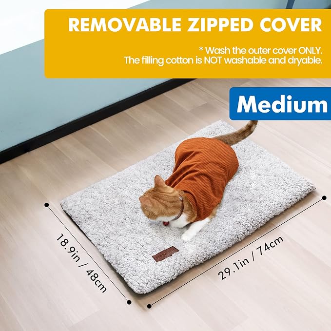 Self Warming Cat Bed Self Heating Cat Dog Mat Pad 29.1 x 18.9 in Extra Warm | Non Electric, Self Heated Cat Bed for Indoor Outdoor Pets, Removable Washable Cover, Non Slip Bottom, Crinkle-Free, Grey