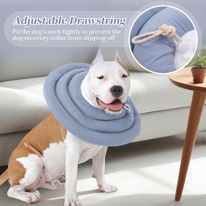 IDOMIK Dog Recovery Collar, Waterproof Soft Dog Cone After Surgery | Comfy Protective Elizabethan Collar Alternative for Dogs Cats, Adjustable Pet Neck Donut Cone Anti-Licking Wounds,Blue,3XL