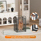SNUOWU 4 Panels Full Matel Freestanding Dog Gates with Door, 96"Extra Wide 36"Tall Free Standing Dog Pet Gate for Indoor & Outdoor. Foldable Pet Fences for Doorways, House, Stairs, Porch, Deck, Yard