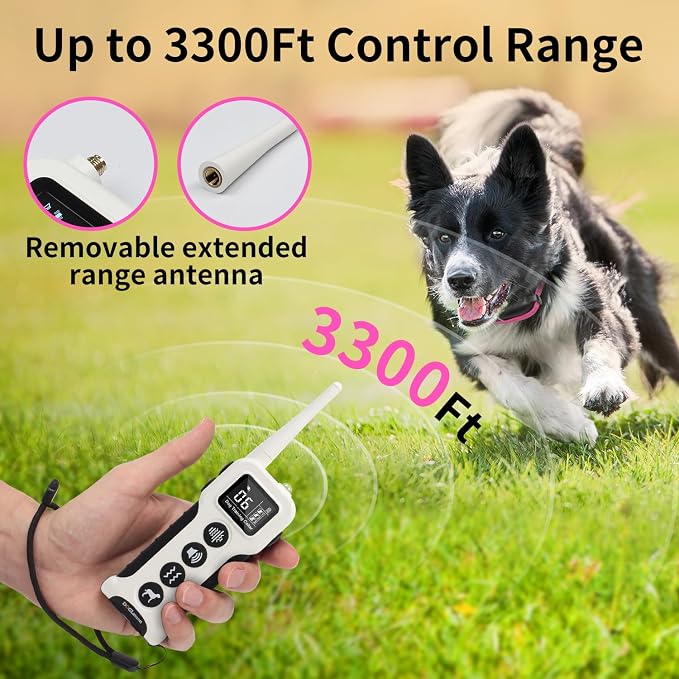No Shock Dog Training Collar with Remote 3300ft Range | Vibrating Dog Collar, Vibration Collar for Small Medium Large Dogs, 9 Style Tones and Vibration Collar