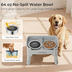 URPOWER Mess Proof Elevated Dog Bowls 4 Height Adjustable Raised Stand | No Spill Water Bowl, Slow Feeder Dog Bowls, Non-Slip Food and Water Bowl Set for Small, Medium & Large Dogs