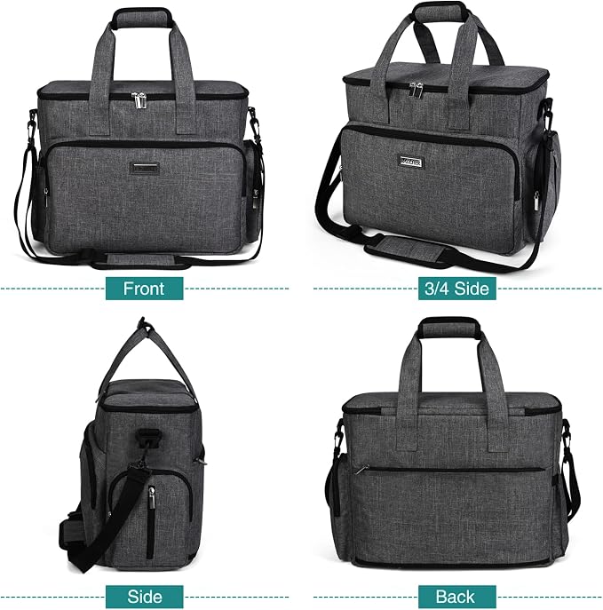 BAGLHER Dog Travel Bag, Airline Approved Pet Tote Organizer with Multi-Function Pockets, 2 X Food Storage Containers and 2 X Collapsible Bowls, Perfect Weekend Pet Travel Set for Dog, Cat Grey
